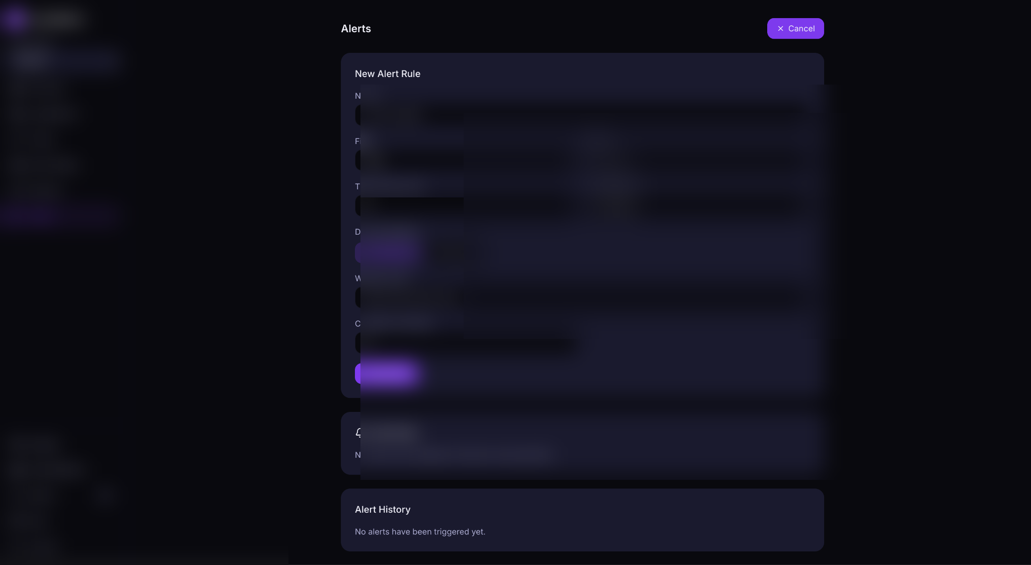 ScryWatch alerts dashboard showing threshold rules and notification history